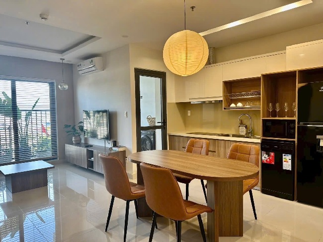 Không gian phòng Khách và Bếp Căn Hộ CT3 Vĩnh Điềm Trung Nha Trang